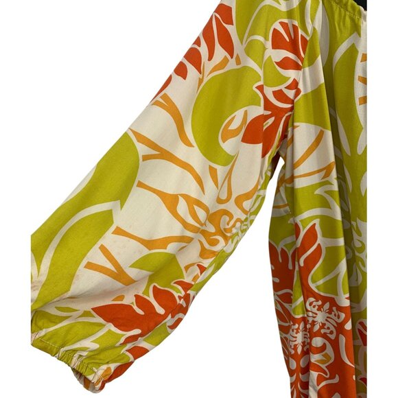 Strawberry Guava RJC XXXL 3XL Aloha Hawaiian Tunic Green Floral 3/4 Keyhole New - Picture 3 of 8